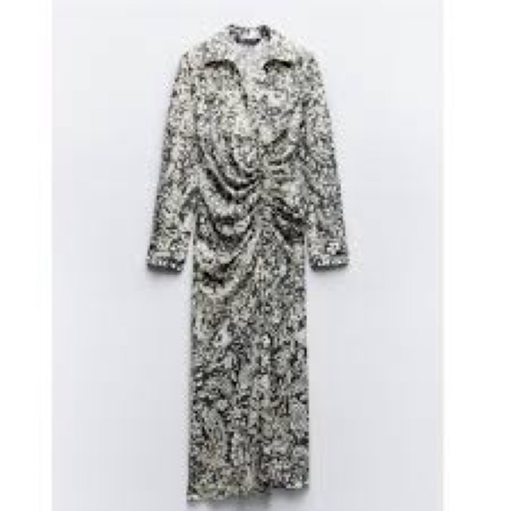 Zara Monochrome Long Sleeve Dress